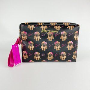 Betsey Johnson Dog Double Zip Cosmetic Bag